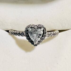 PANDORA cubic zirconia sterling silver Elevated Heart ring